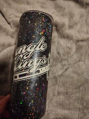 Glitter Black Stainless Tumbler with White Script